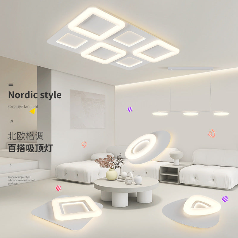 2025 new cream wind living room bedroom LED main light super bright lighting indoor lighting selection intelligent control package