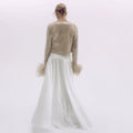 2025 new arrival: slim-fit long sleeve outfit - european & american style, rhinestone embellished, ultra-sparkly nightclub fashion, sexy feather top