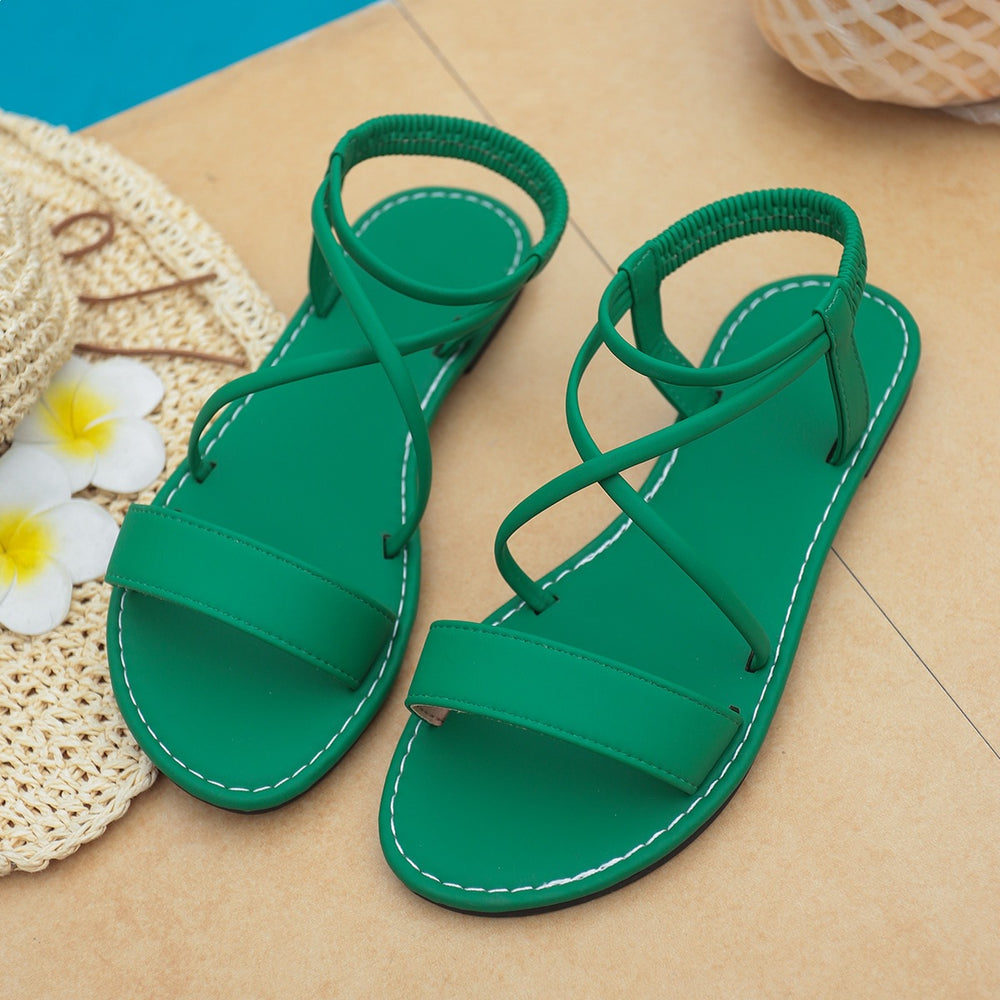 Wholesale women's summer new arrivals: plus size open-toe sandals with criss-cross straps - flat sandals for cross-border e-commerce