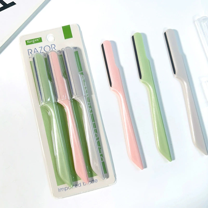 Keqi 3-pack of foldable eyebrow trimming knives, beauty tools, eyebrow trimming blades, women's eyebrow shaving knives collection