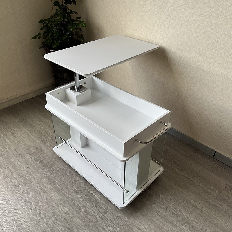 Vintage solid wood coffee table - high-end living room accent, perfect for small spaces - lift-top, mobile side table with sofa storage and shelves