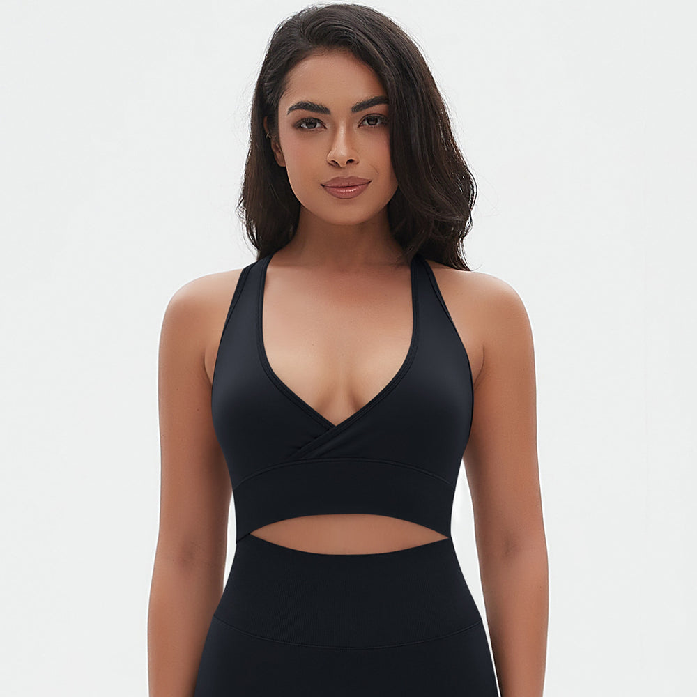European and american seamless yoga wear sexy backless sports bra breathable push-up yoga bra running fitness tank top for women