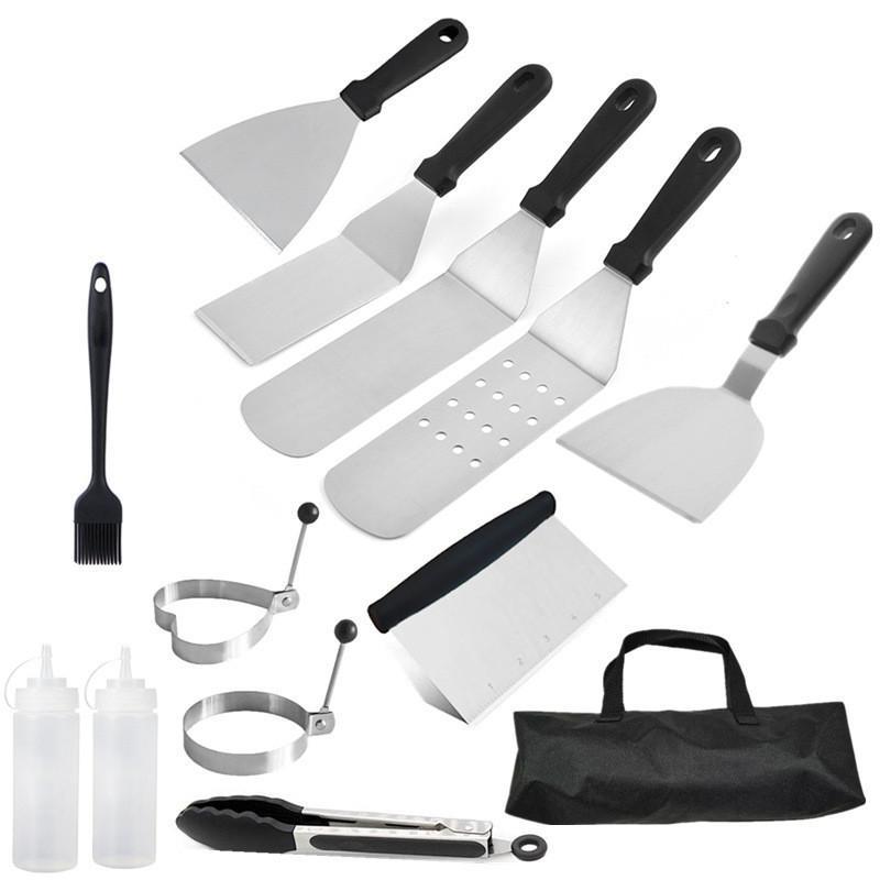 Cross-border spot stainless steel barbecue set, outdoor barbecue tools BBQ grill cooking shovel iron plate grill shovel grill fork