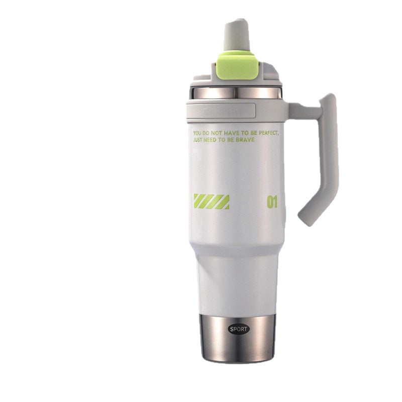 316 stainless steel ice cup handle portable straw double drink thermos cup outdoor sports water kettle wholesale