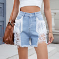 European and american cross-border e-commerce women's summer new arrivals:  independent store washed fringe distressed denim shorts