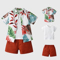 New european and american style children's printed short-sleeve shirt beachwear - factory wholesale cotton holiday boys' summer outfit trendy clothing set