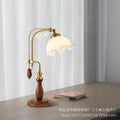 French retro solid wood curved pole floor lamp with pleated lace and soft light – perfect for b&b rooms, studies, and bay windows – wholesale direct from the manufacturer