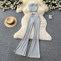 Sexy commuting style tube top tank top hot girl high waist flare pants women's summer casualtwo-piece setelegantsuit