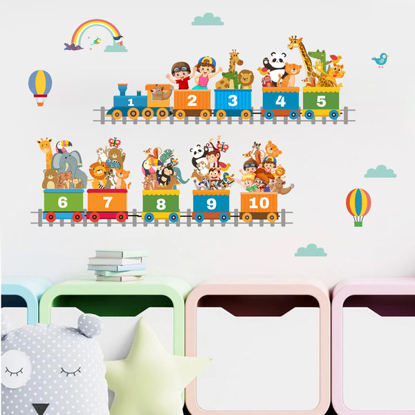 Cross-border   digital animal train sticker decorative wall room bedroom background self-adhesive sticker