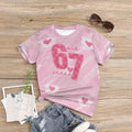 Kids' t-shirt, 67 elements, 3d digital print, summer girls' casual fashion crew neck short sleeve thin style