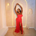 african, european, and american sexy bandeau stretch mesh bodycon sexy fashionable evening gown socialite dress