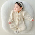 New spring baby clothes: korean style princess romper for baby girls - stylish and chic long-sleeved bodysuit for full month celebration and 100-day celebration