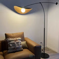 Nordic retro straw hat long arm fishing floor lamp living room sofa side wabi-sabi style creative designer standing lamp