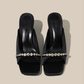 Rhinestone tweed style sandals 2025 summer open toe white beautiful high heels champagne color square toe sandals for women
