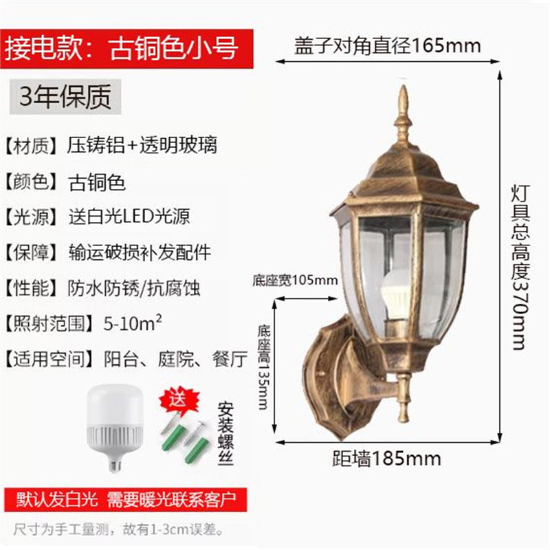 Outdoor wall light waterproof antique courtyard lamp european style outdoor villa pillar wall lamp luxury hexagonal wall sconce - hardwired