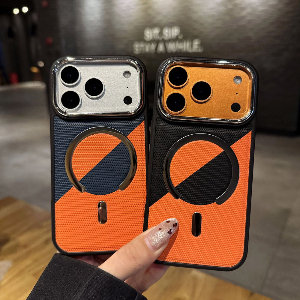 New color block leather texture magnetic iphone 17 case, apple 16 pro max shockproof protective cover - wholesale