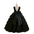 Girls' evening gown with bow detail, open back, light luxury chanel style, high-end children's runway/piano performance dress - in stock