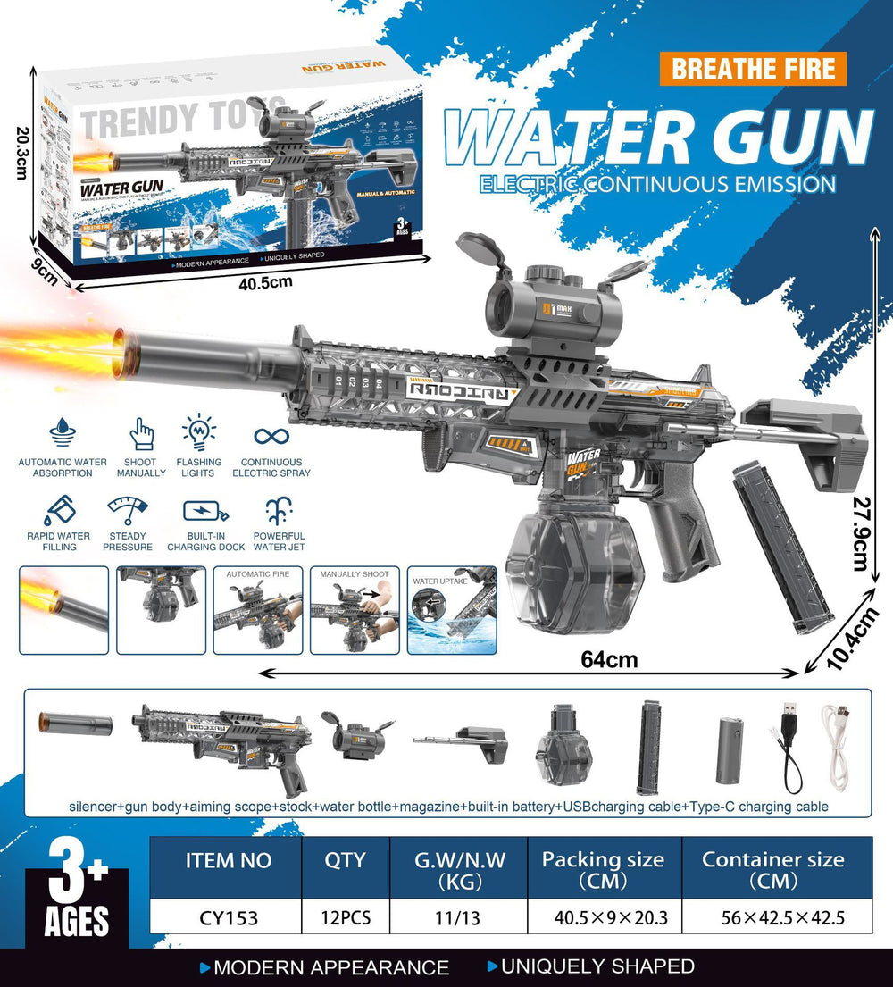 new arrival electric water gun flash linkage fully automatic burst kidssummer boys water shooting water gun
