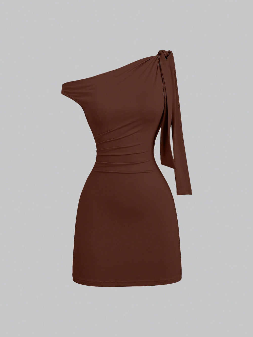 European and american style hot girl cross-border new solid color one-shoulder sleeveless patchwork tie-up bodycon mini dress for women