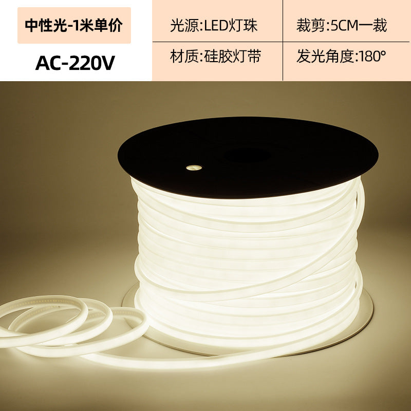 COB light strip 220V outdoor waterproof light strip lighting without wire 2835 double row adhesive high pressure light strip