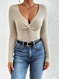 european and american cross-border new sexy v-neck knitted bodycon sweater