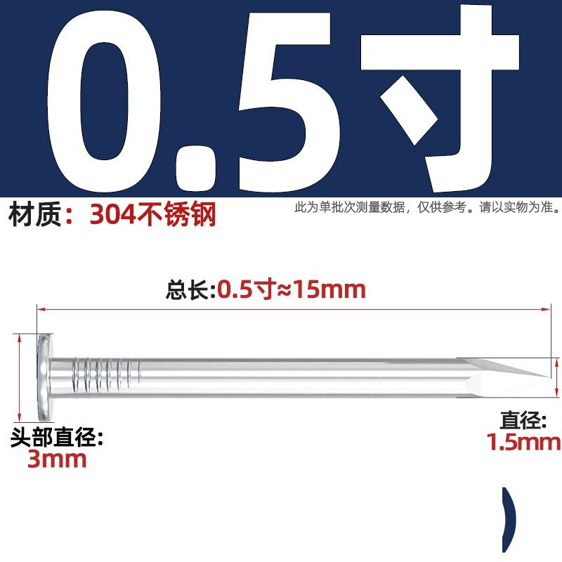 304/201 Stainless Steel Round Nails Steel Nails Element Nails Woodworking Wood Painting Nails Extended Western Nails Iron Nails Floor Nails