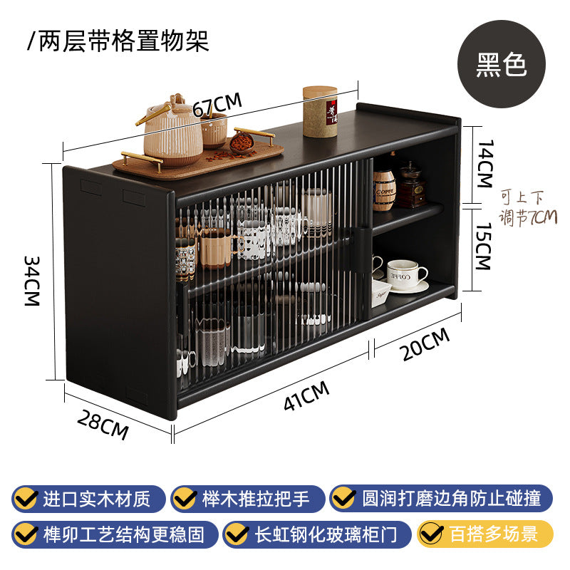Solid wood bay window cabinet storage locker household balcony renovation window sill antique bookshelf Japanese dust-proof bookcase