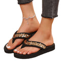 2025 summer new fashion sequin chunky sole slides women's aliexpress plus size wedge heel flat thong sandals