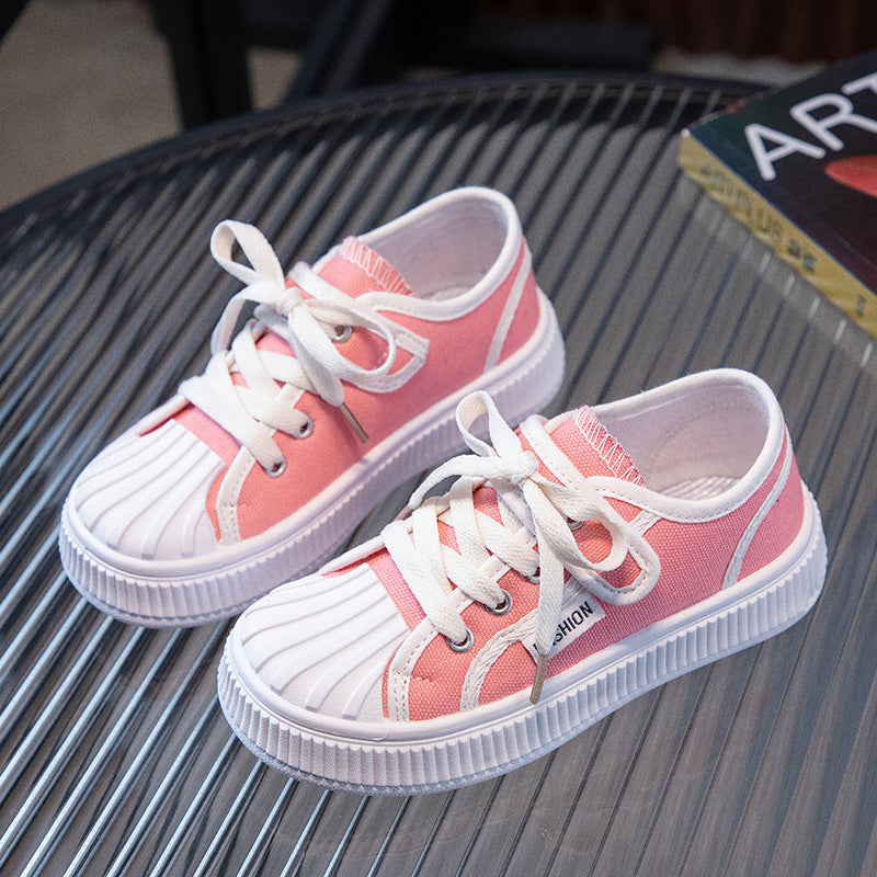 Girls' shell toe canvas shoes breathable boys' athletic sneakers  new spring/autumn kids' casual white shoes trendy