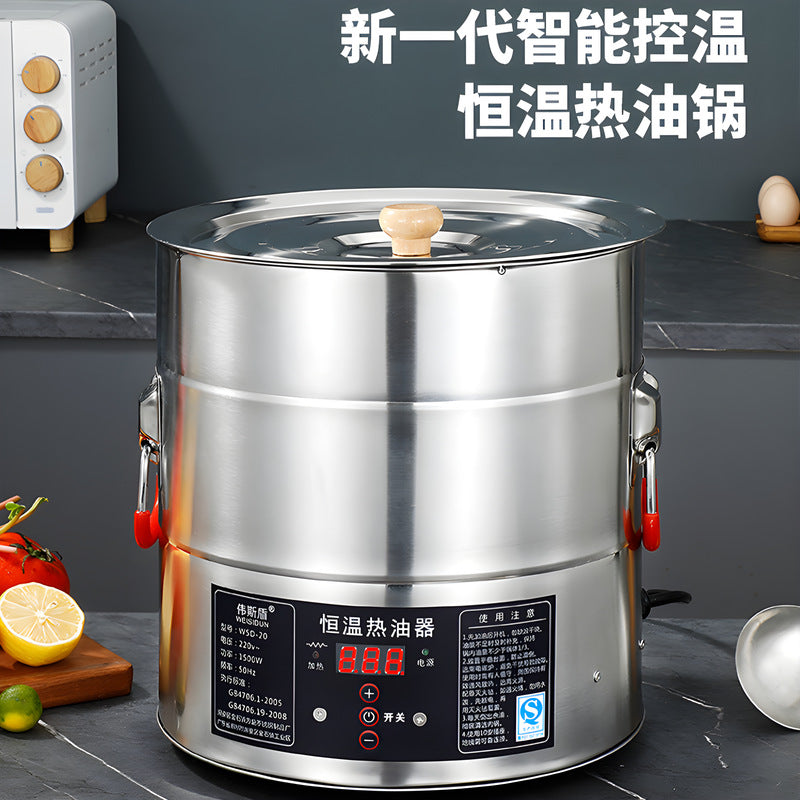 Stainless steel hot oil bucket large capacity intelligent hot oil pan commercial food burning oil pan kitchen constant temperature electric heating oiler