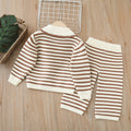 Dropshipping girls' knitted sweater two-piece set - new autumn/winter collection - baby girl striped pants outfit