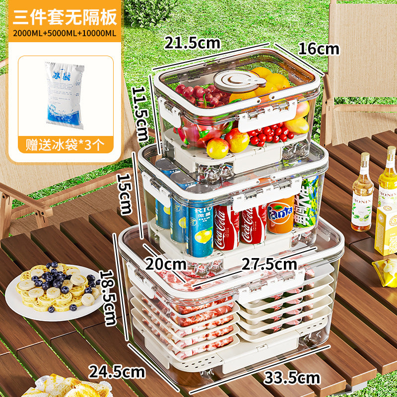 Portable crisper portable camping household refrigerated fruit bento sealed food grade outdoor storage box