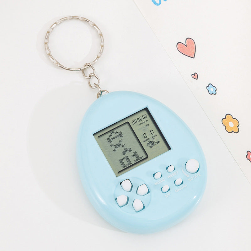 creative round keychain tetris mini game console toy handheld electronic game console charm