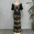 supply elastic sequin short-sleeved mermaid dress long skirt evening dress fashion african fashion women's clothing special price
