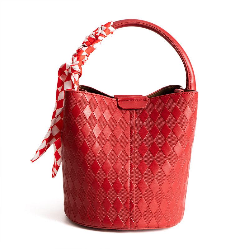 Large capacity bucket bag - 2025 new arrival: high-end, unique design, red bridal wedding bag for women, versatile for spring/summer