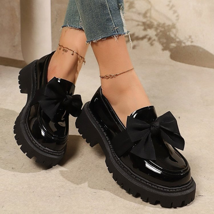summer new arrival: plus-size women's platform loafers with bow detail - european & american style, round toe, wholesale