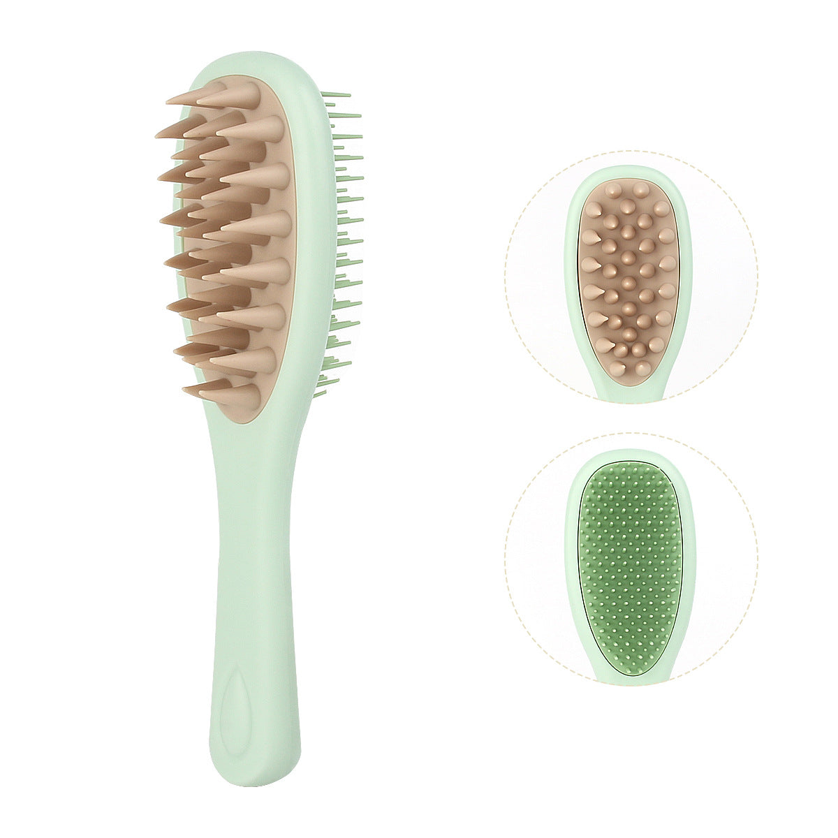 Cross-border long handle double tooth shampoo brush silicone handle shampoo comb rubbing bath massage shampoo comb scalp cleaning
