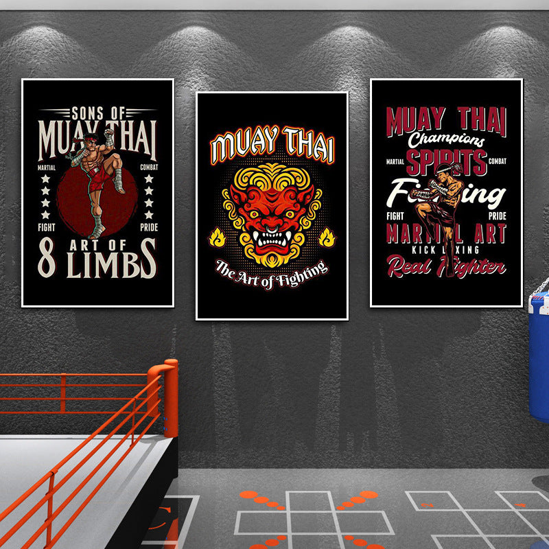 Fighting decorative painting Boxing gym training wall hanging painting Muay Thai Sanda Fighting gym American poster Sports mural