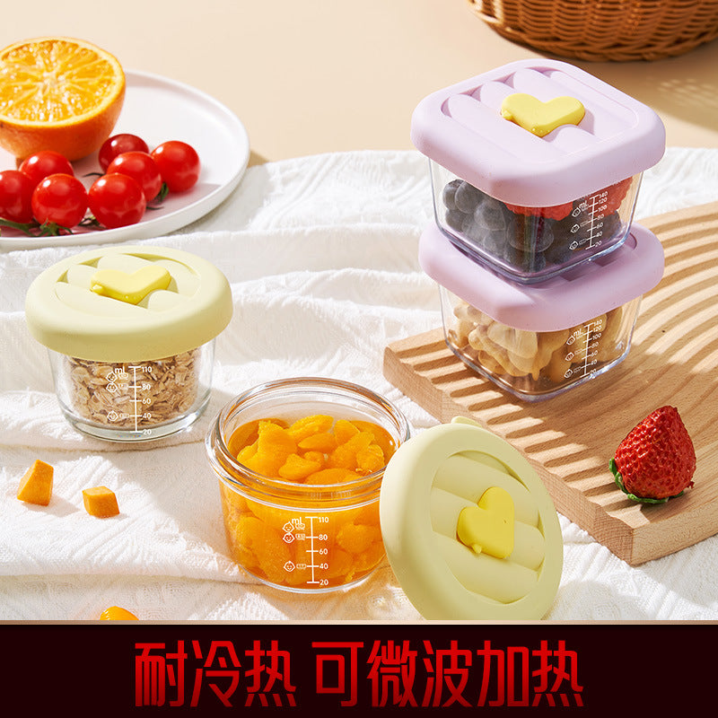 Baby complementary food box with lid sealed complementary food bowl newborn baby glass fresh-keeping box frozen box sealed storage box