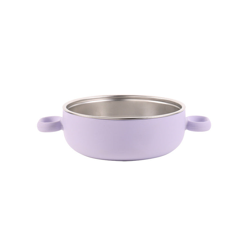 Children's silicone stainless steel 304 binaural bowl manufacturer's new baby silicone feeding tableware set complementary food bowl