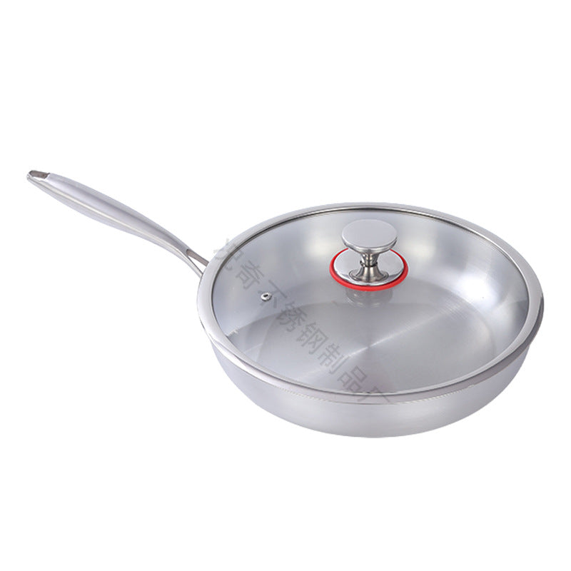 supply of 304 stainless steel frying pan for home wok three-layer steel uncoated non-stick pan low-smoke pan