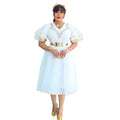 Fashion cross-border export african women's clothing plus sizev neck hip skirt  high waist bubble bead dress comes with belt
