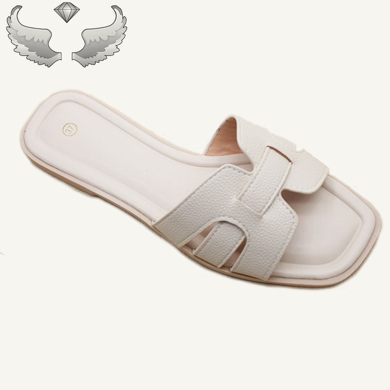 Hot selling Women's Shoes Cross-border  slippers Square head flat bottom casual women's beach shoes