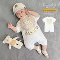 Baby romper summer thin style boy's crawling suit short sleeve onesie summer outfit gold foil print outdoor jumpsuit