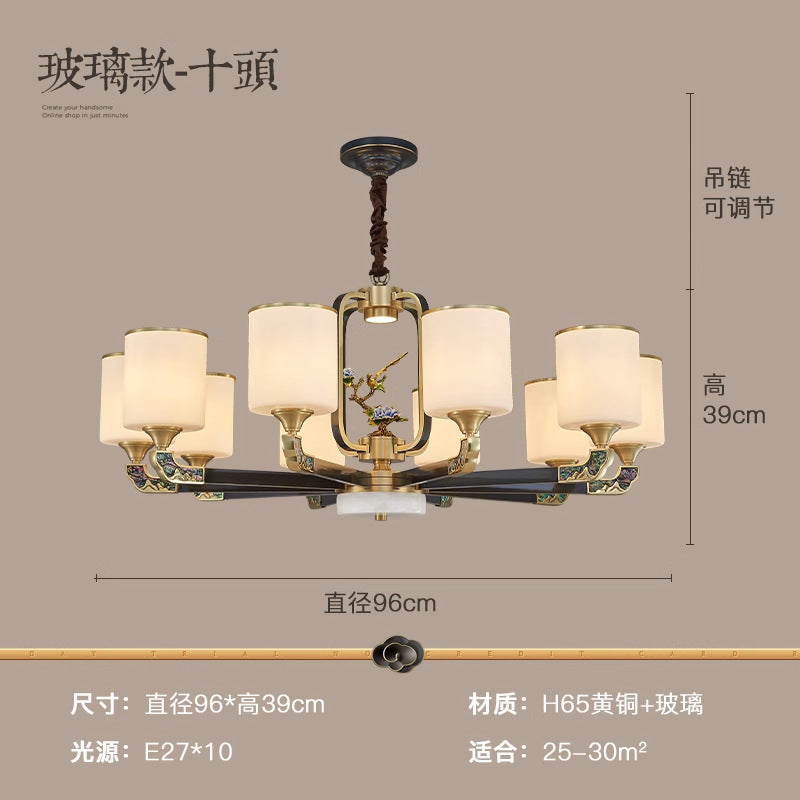 [All copper + Spanish marble] New Chinese chandelier 2024 new high-end Chinese style home living room lamp
