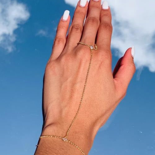 European and american cross-border zircon mitten bracelet for women, gold bead ring chain, simple fashion jewelry new product