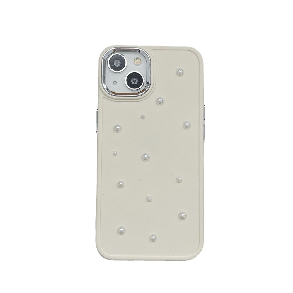 Suitable for apple 16pro metal photo frame small pearl mobile phone case iphone7p/xr all-inclusive pure color protective case
