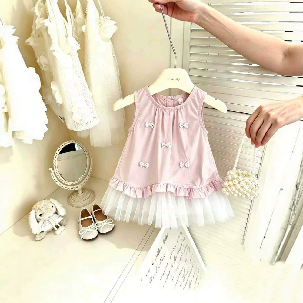 Girls' summer dress  new arrival: cute korean style preppy mesh princess dress - super adorable kids' clothing