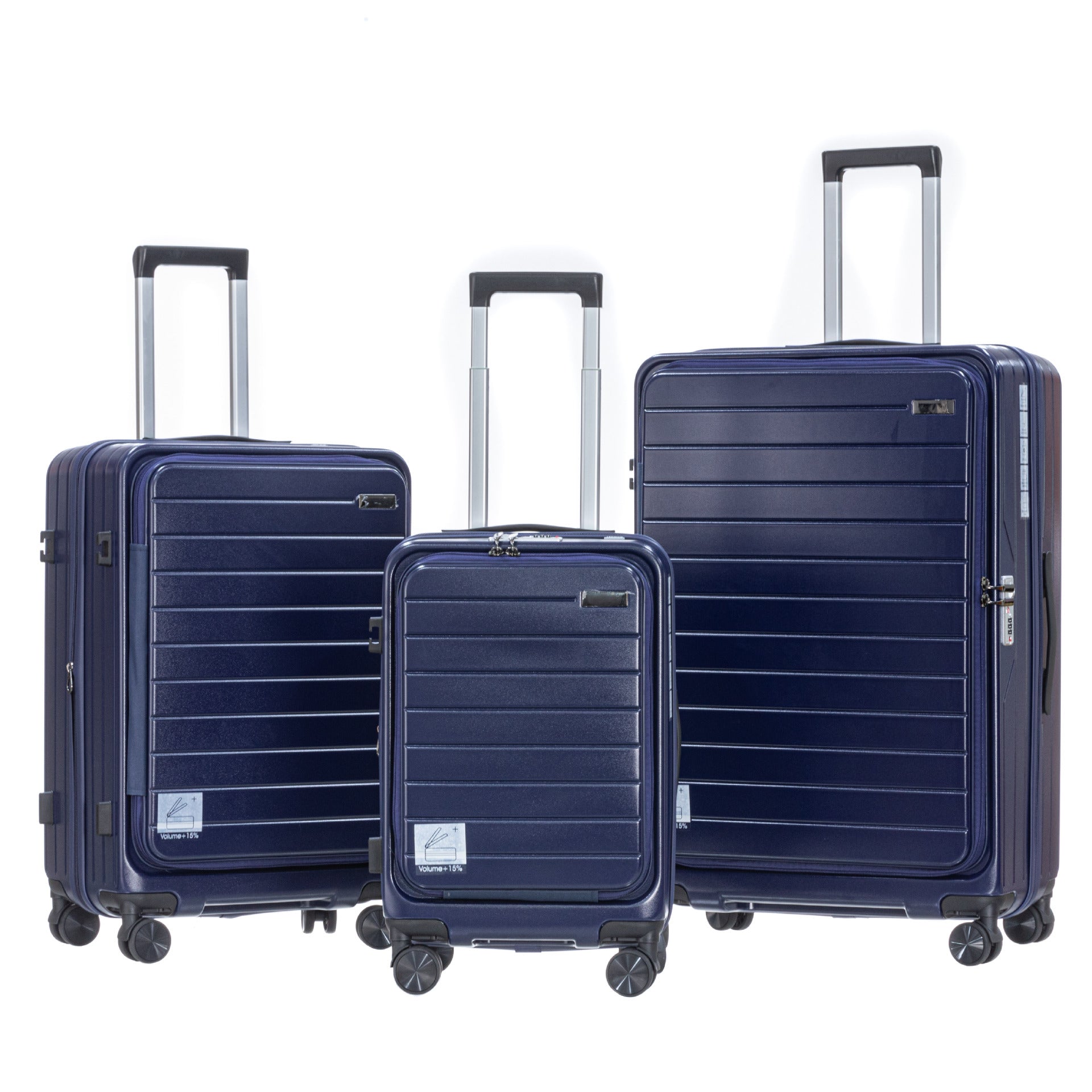 Spot front open lid trolley case three-piece set ABS + PC new material front open trolley suitcase travel bag factory