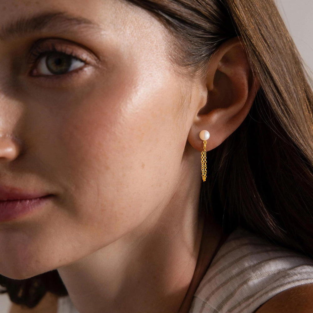 European and american cross-border jewelry: brass electroplated fashionable and unique design earring set - niche, light luxury style accessories (3-piece set)